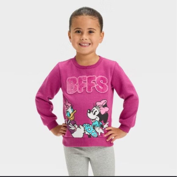 Disney Junior Minnie Mouse & Daisy Duck "BFFs" fleece-lined sweatshirt size 12M - Picture 1 of 4